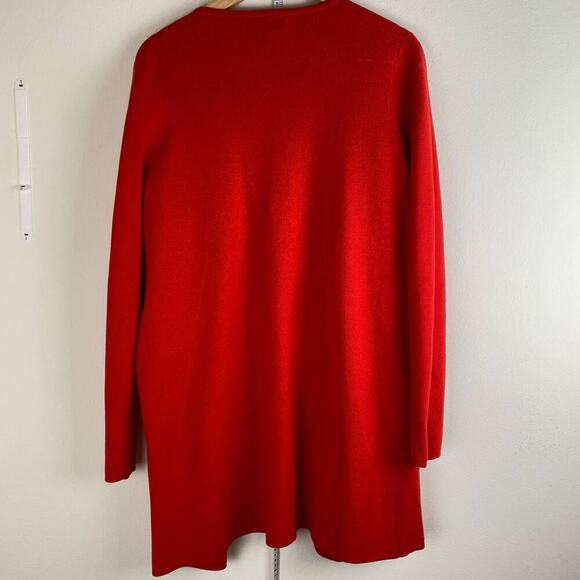 J. Crew Vanessa Cardigan Size M Bright Cerise Red Cotton Sweater Jacket Game Day - Picture 9 of 13